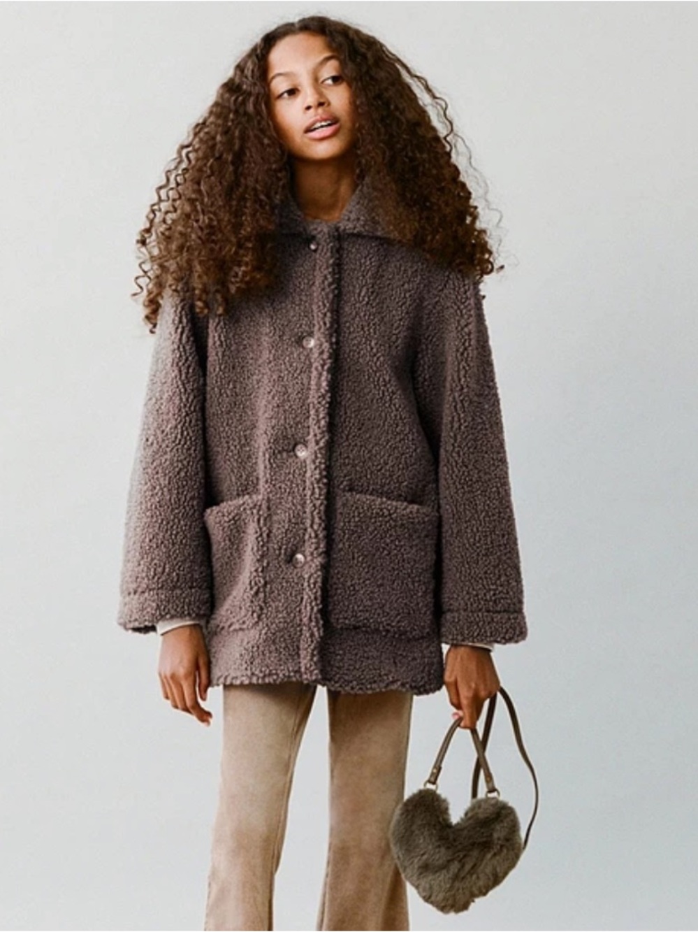 Mango girls teddy fleece coat